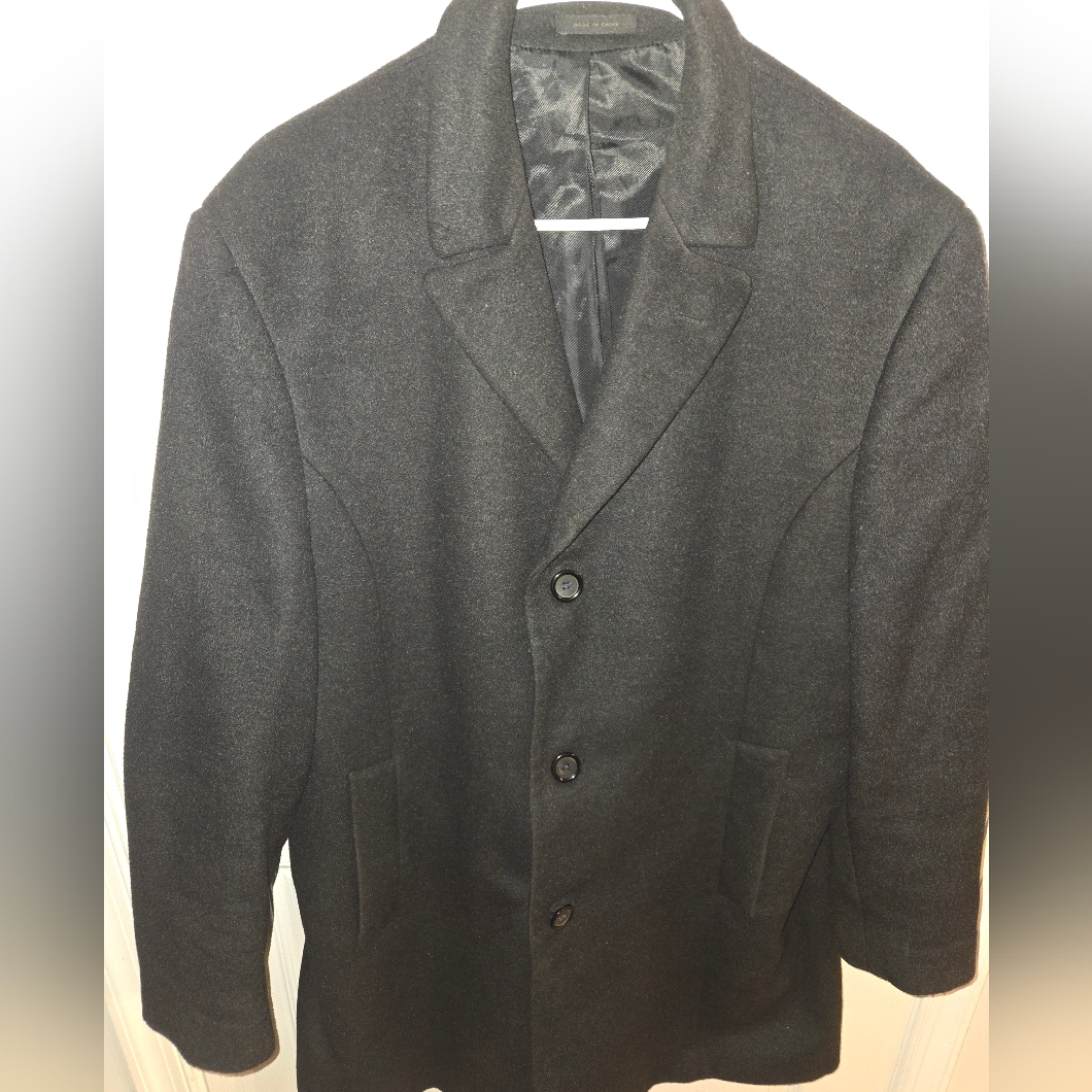Geoffrey Beene Preowned Mens Black Wool Coat